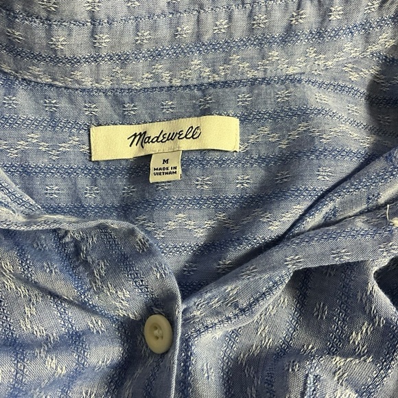 Madewell Daily Shirt in Textural Stripe Shirt in Linear Ditsy Dobby Navy - Picture 14 of 15